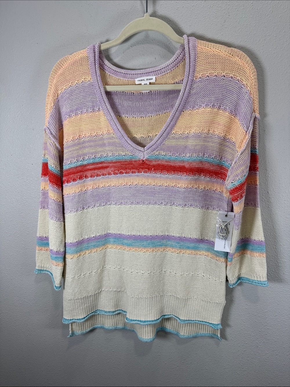 Tribal jeans Lily sunset sweater‎ boutique western  Striped V-Neck Sweater